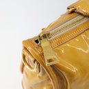 PRADA Hand Bag Patent leather Yellow Gold Auth ka377-9