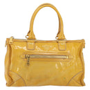 PRADA Hand Bag Patent leather Yellow Gold Auth ka377-13