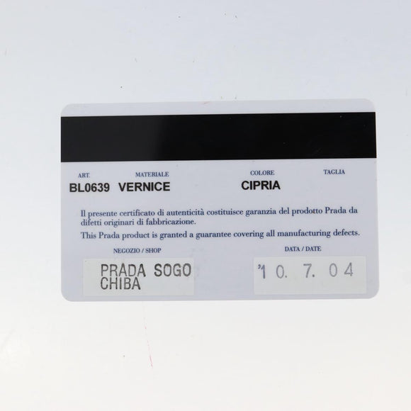 PRADA Hand Bag Patent leather Yellow Gold Auth ka377