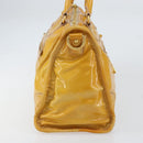 PRADA Hand Bag Patent leather Yellow Gold Auth ka377-4