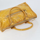 PRADA Hand Bag Patent leather Yellow Gold Auth ka377-6