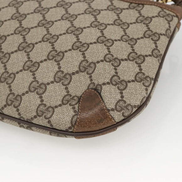 GUCCI GG Supreme Web Sherry Line Bag PVC Beige Gold 39 02 026 Auth ka3770