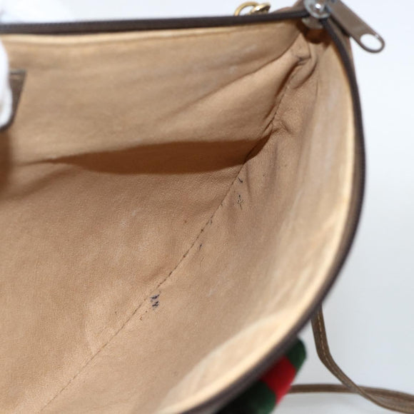 GUCCI GG Supreme Web Sherry Line Bag PVC Beige Gold 39 02 026 Auth ka3770