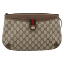 GUCCI GG Supreme Web Sherry Line Bag PVC Beige Gold 39 02 026 Auth ka3770-13