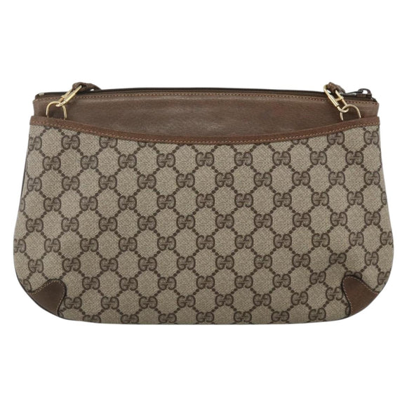 GUCCI GG Supreme Web Sherry Line Bag PVC Beige Gold 39 02 026 Auth ka3770