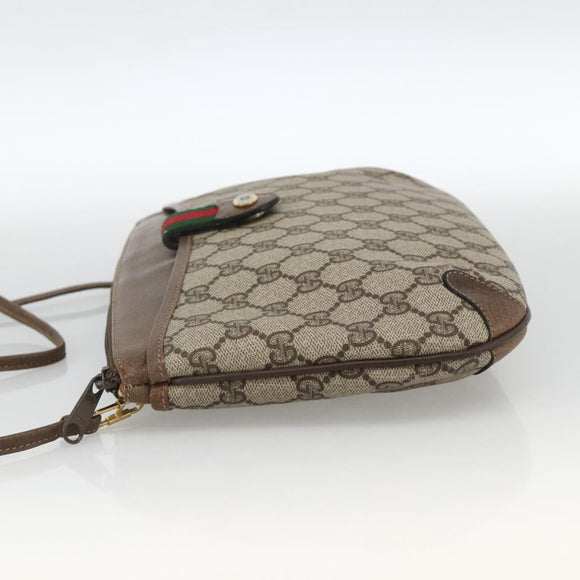 GUCCI GG Supreme Web Sherry Line Bag PVC Beige Gold 39 02 026 Auth ka3770