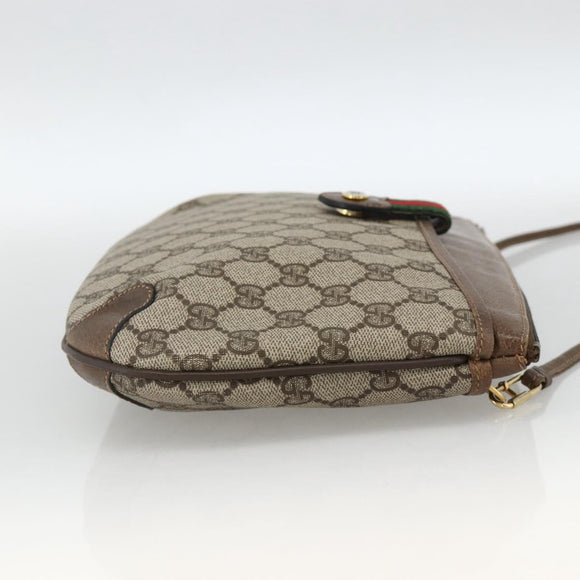 GUCCI GG Supreme Web Sherry Line Bag PVC Beige Gold 39 02 026 Auth ka3770