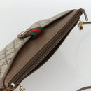 GUCCI GG Supreme Web Sherry Line Bag PVC Beige Gold 39 02 026 Auth ka3770-6