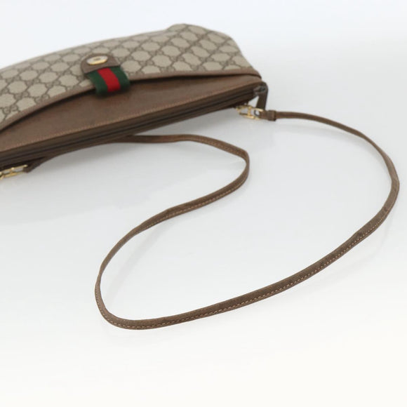 GUCCI GG Supreme Web Sherry Line Bag PVC Beige Gold 39 02 026 Auth ka3770