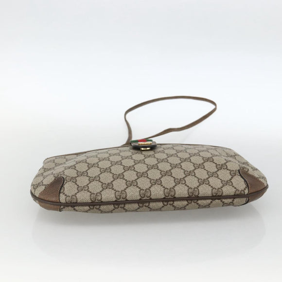 GUCCI GG Supreme Web Sherry Line Bag PVC Beige Gold 39 02 026 Auth ka3770