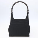 GUCCI GG Supreme Bamboo Shoulder Bag PVC Nylon 3 Set Beige Black Auth ka378-17