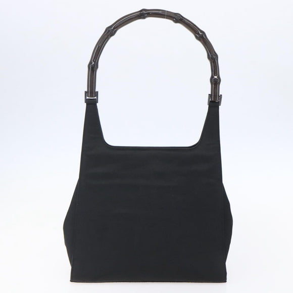 GUCCI GG Supreme Bamboo Shoulder Bag PVC Nylon 3 Set Beige Black Auth ka378