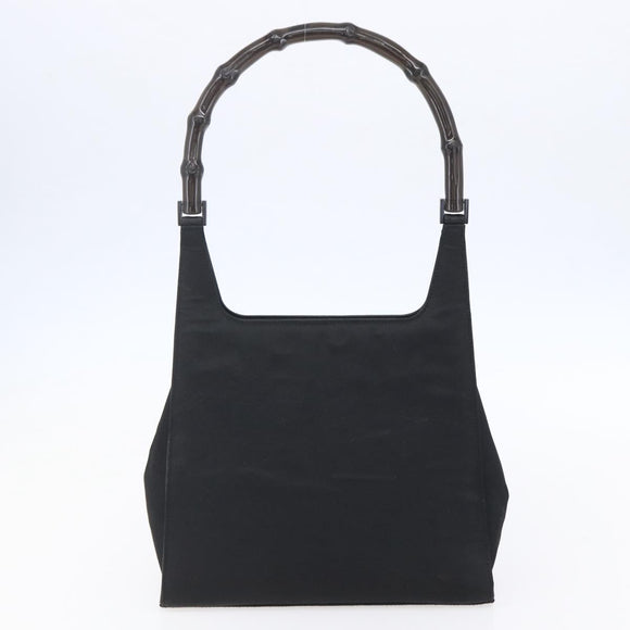 GUCCI GG Supreme Bamboo Shoulder Bag PVC Nylon 3 Set Beige Black Auth ka378