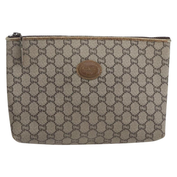 GUCCI GG Supreme Bamboo Shoulder Bag PVC Nylon 3 Set Beige Black Auth ka378