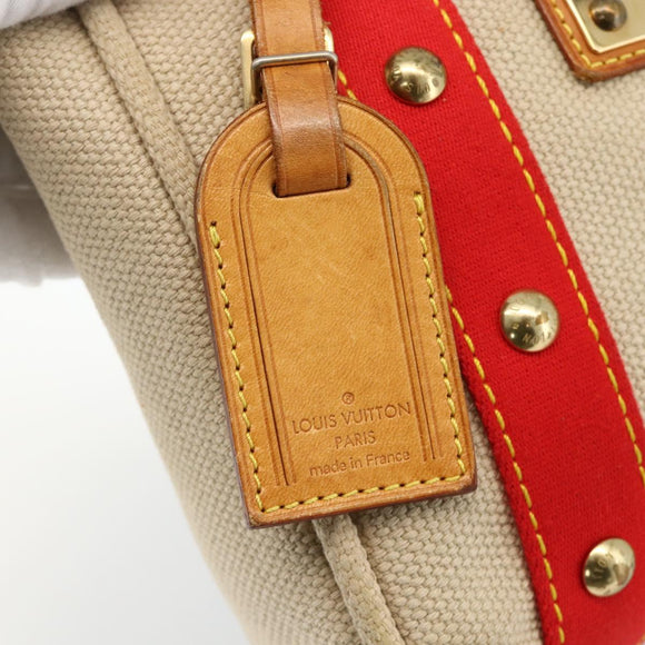 LOUIS VUITTON Antigua Cabas PM Hand Bag Red Beige M40038 LV Auth ka3789