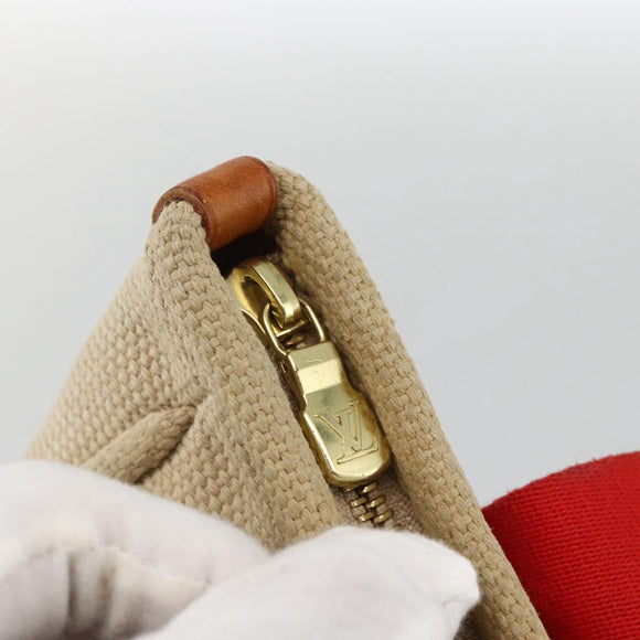 LOUIS VUITTON Antigua Cabas PM Hand Bag Red Beige M40038 LV Auth ka3789