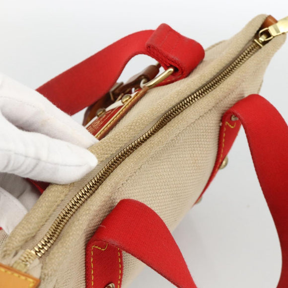 LOUIS VUITTON Antigua Cabas PM Hand Bag Red Beige M40038 LV Auth ka3789