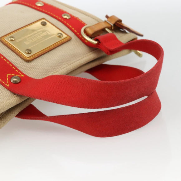 LOUIS VUITTON Antigua Cabas PM Hand Bag Red Beige M40038 LV Auth ka3789