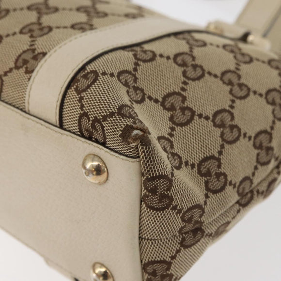 GUCCI Abbey GG Canvas Handtas Beige Goud 141471 Auth ka3796