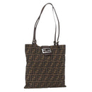 FENDI Zucca Canvas Tote Bag Black Brown Auth ka3797A-1