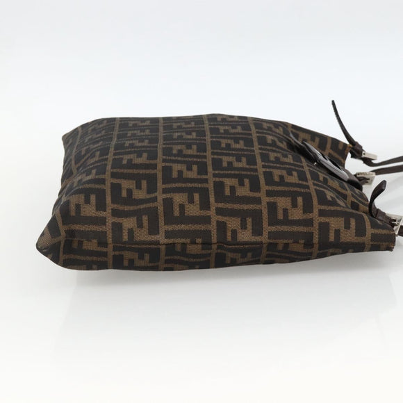 FENDI Zucca Canvas Tote Bag Black Brown Auth ka3797A