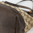 GUCCI GG Canvas Bamboo Tote Bag Black Gold 353125 Auth ka3798-15