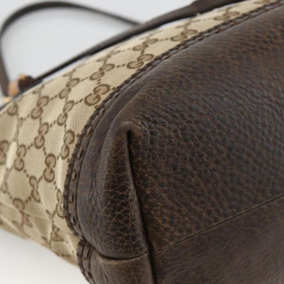 GUCCI GG Canvas Bamboo Tote Bag Black Gold 353125 Auth ka3798