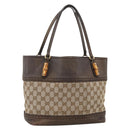 GUCCI GG Canvas Bamboo Tote Bag Black Gold 353125 Auth ka3798-1