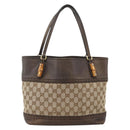 GUCCI GG Canvas Bamboo Tote Bag Black Gold 353125 Auth ka3798-13