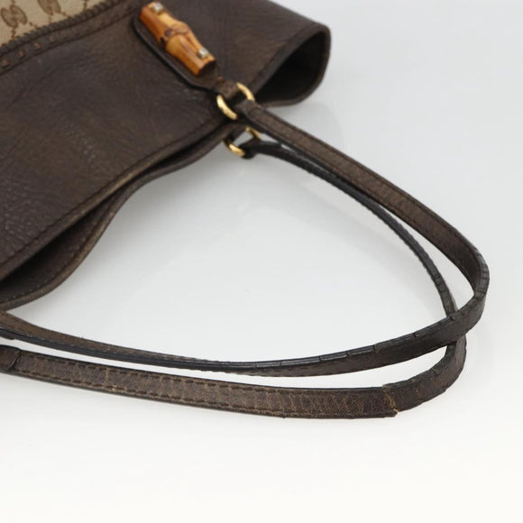 GUCCI GG Canvas Bamboo Tote Bag Black Gold 353125 Auth ka3798