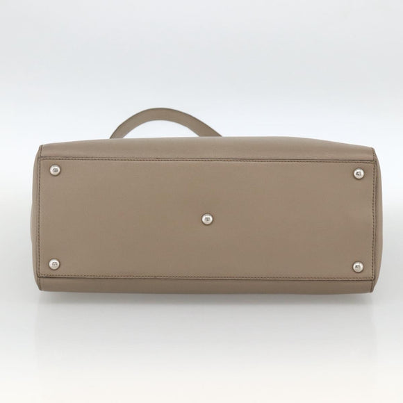 FENDI To joule Hand Bag Leather 2way Beige Silver Auth ka3800