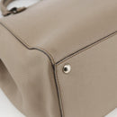 FENDI To joule Hand Bag Leather 2way Beige Silver Auth ka3800-15