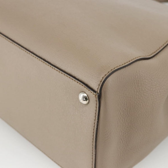 FENDI To joule Hand Bag Leather 2way Beige Silver Auth ka3800