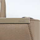 FENDI To joule Hand Bag Leather 2way Beige Silver Auth ka3800-18