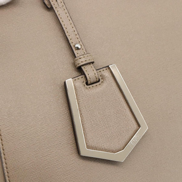 FENDI To joule Hand Bag Leather 2way Beige Silver Auth ka3800