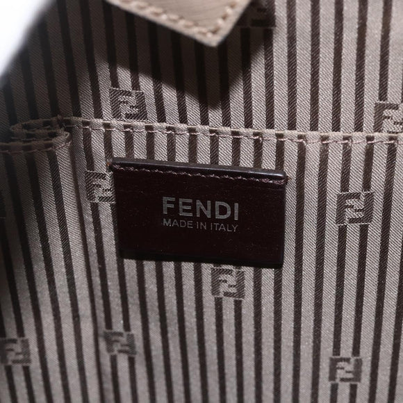 FENDI To joule Hand Bag Leather 2way Beige Silver Auth ka3800