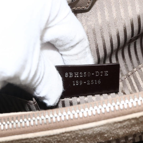 FENDI To joule Hand Bag Leather 2way Beige Silver Auth ka3800