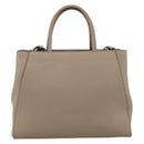 FENDI To joule Hand Bag Leather 2way Beige Silver Auth ka3800-2