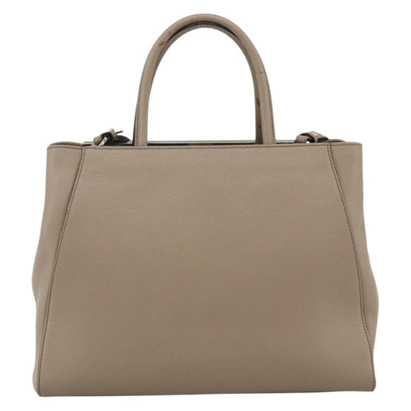 FENDI To joule Hand Bag Leather 2way Beige Silver Auth ka3800
