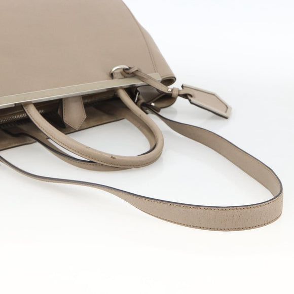FENDI To joule Hand Bag Leather 2way Beige Silver Auth ka3800