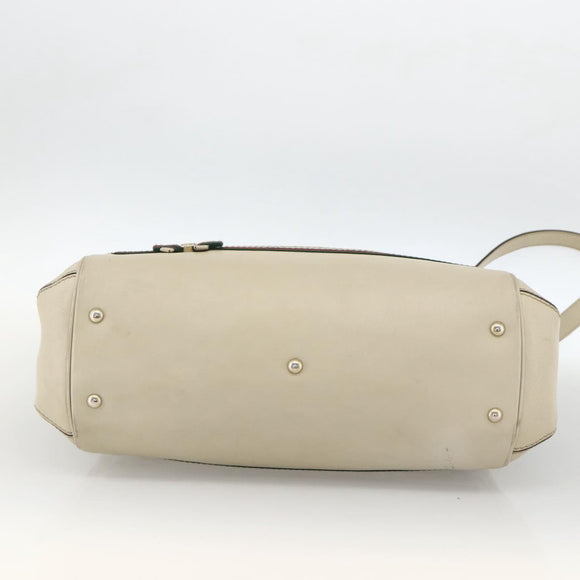 GUCCI GG Canvas Web Sherry Line Hand Bag 2way Beige Red 257349 Auth ka3801