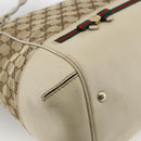 GUCCI GG Canvas Web Sherry Line Hand Bag 2way Beige Red 257349 Auth ka3801-15