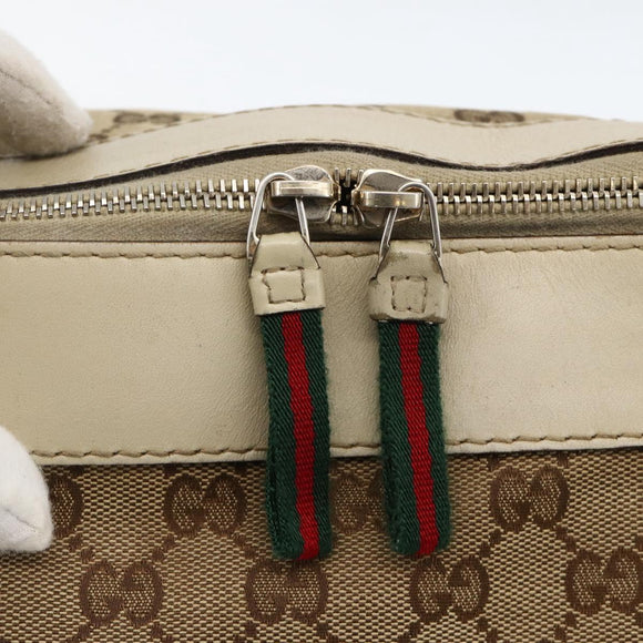 GUCCI GG Canvas Web Sherry Line Hand Bag 2way Beige Red 257349 Auth ka3801