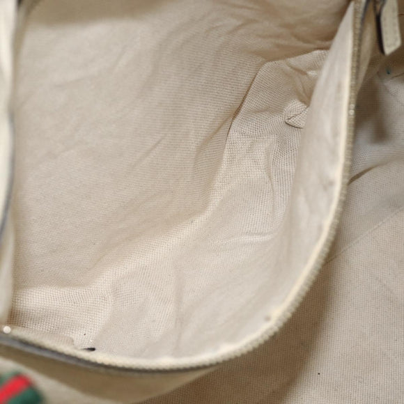 GUCCI GG Canvas Web Sherry Line Hand Bag 2way Beige Red 257349 Auth ka3801