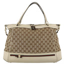 GUCCI GG Canvas Web Sherry Line Hand Bag 2way Beige Red 257349 Auth ka3801-13