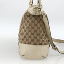 GUCCI GG Canvas Web Sherry Line Hand Bag 2way Beige Red 257349 Auth ka3801-3