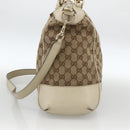 GUCCI GG Canvas Web Sherry Line Hand Bag 2way Beige Red 257349 Auth ka3801-4