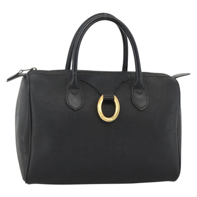 Christian Dior Trotter Canvas Hand Bag Black Gold Auth ka3805