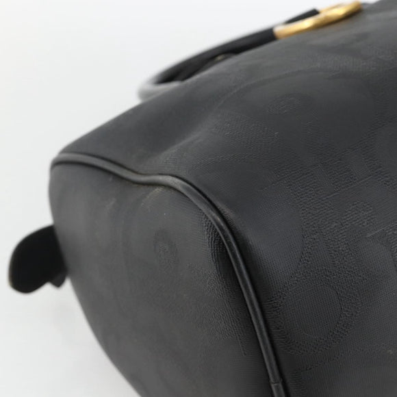 Christian Dior Trotter Canvas Hand Bag Black Gold Auth ka3805