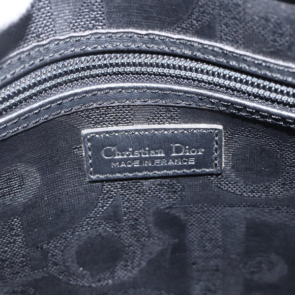 Christian Dior Trotter Canvas Hand Bag Black Gold Auth ka3805